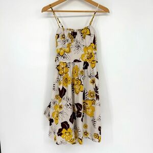 Vintage Y2K Ruby Rox Mini Dress‎ Size 3 Brown White Floral Retro Colorblock